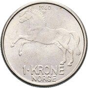 1 Krone - Olav V, Norway, 1958-1973 reverse image