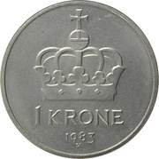 1 Krone - Olav V, Norway, 1974-1991 reverse image