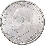 5 Kroner - Olav V Type 1 obverse image