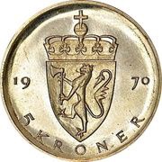 5 Kroner - Olav V Trial strike, Norway, 1970 reverse image
