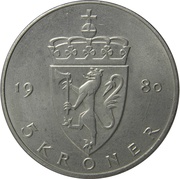 5 Kroner - Olav V Type 2, Norway, 1974-1988 reverse image