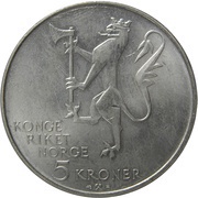 5 Kroner - Olav V 350th Anniversary of Norwegian Army obverse image