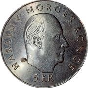 5 Kroner - Harald V 50th Anniversary - United Nations obverse image