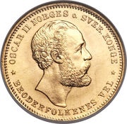 20 Kroner / 5 Speciedaler - Oscar II obverse image
