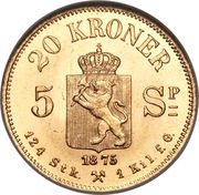 20 Kroner / 5 Speciedaler - Oscar II reverse image