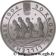 50 Kroner - Harald V 1994 Olympics in Lillehammer, Norway, 1993 reverse image