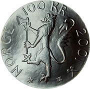 100 Kroner Nobel Peace Prize Centennial obverse image