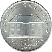 175 Kroner 175th Anniversary of Constitution, Norway, 1989 reverse image