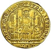 Gold Écu "with Lion" - Louis II de Male obverse image