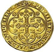Gold Écu "with Lion" - Louis II de Male, Belgium, 1370-1384 reverse image