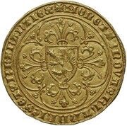 Large Ecu "Roosebeker "- Philip the Bold and Joanna of Brabant, Belgium, 1384-1386 reverse image