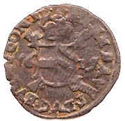 2 Denier - Albert and Isabella, Belgium, 1606-1616 reverse image