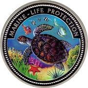 1 Dollar Sea Turtle, Palau, 1998 reverse image