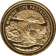 1 Dollar Lionfish and Parrotfish; Gold Proof Issue reverse image