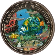 1 Dollar Emperor Angelfish with glitters, Palau, 2001 reverse image