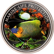 1 Dollar Blueface Angelfish and Butterflyfish, Palau, 2001 reverse image