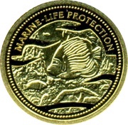 1 Dollar Emperor Angelfish; Gold Proof Issue, Palau, 2001 reverse image