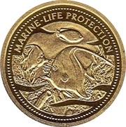 1 Dollar Moorish Idol Fish; Gold Proof Issue, Palau, 2001 reverse image
