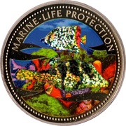 1 Dollar Pufferfish with glitters, Palau, 2002 reverse image