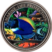 1 Dollar Blue-powder Surgeonfish, Palau, 2002 reverse image