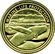 1 Dollar Sperm Whale; Gold Proof Issue, Palau, 2002 reverse image