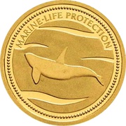 1 Dollar Killer Whale; Gold Proof Issue, Palau, 2003 reverse image