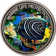 1 Dollar Emperor Angelfish, Palau, 2005 reverse image