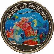 1 Dollar Parrot Fish, Palau, 2006 reverse image