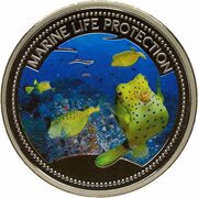 1 Dollar Box Fish, Palau, 2006 reverse image