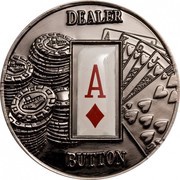 1 Dollar Dealer Button: A♢, Palau, 2008 reverse image