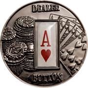 1 Dollar Dealer Button: A♥, Palau, 2008 reverse image