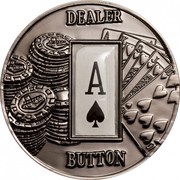 1 Dollar Dealer Button: A♤, Palau, 2008 reverse image