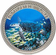 1 Dollar Hawksbill Turtle, Palau, 2008 reverse image
