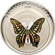 1 Dollar Graphium agamemnon, Palau, 2008 reverse image