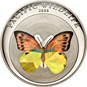 1 Dollar Hebomoia Leucippe, Palau, 2008 reverse image