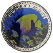 1 Dollar Blue Grilled Angelfish, Palau, 2009 reverse image