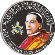 1 Dollar Pope Benedict XV, Palau, 2009 reverse image