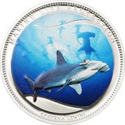 1 Dollar Scalloped Hammerhead, colored, Palau, 2010 reverse image