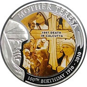 1 Dollar 1997 Death in Calcutta, Palau, 2010 reverse image