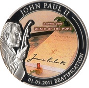 1 Dollar Death of John Paul II, Palau, 2011 reverse image