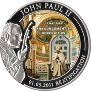 1 Dollar Announcement as Venerable, Palau, 2011 reverse image