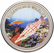 1 Dollar Longnose Hawkfish, Palau, 2011 reverse image