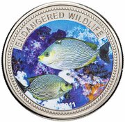 1 Dollar Streaked Spinefoot, Palau, 2011 reverse image