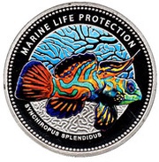 1 Dollar Mandarin fish, Palau, 2013 reverse image