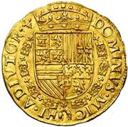 1 Gold Real - Philip II ANG in titles, Belgium, 1557-1560 reverse image