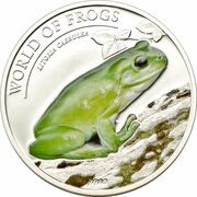 2 Dollars Australian green tree frog, Palau, 2013 reverse image