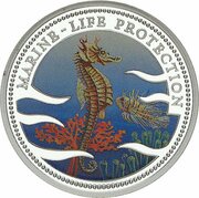 5 Dollars Sea Horse, Palau, 1995 reverse image