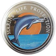 5 Dollars Bottle-Nose Dolphin, Palau, 1998 reverse image