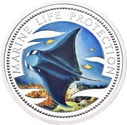 5 Dollars Manta Ray, Palau, 1999 reverse image