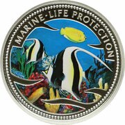 5 Dollars Moorish-Idol Fish, Palau, 2001 reverse image